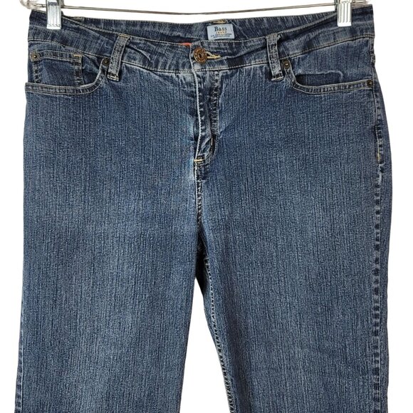 Bass Crop Jeans Blue Size 10 Zipper Button Pockets Straight Leg High Rise G.H. - Picture 2 of 7